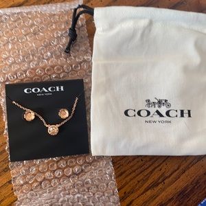 Coach Rose gold necklace and earrings